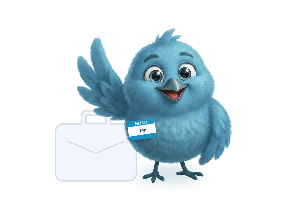 brand bird with suitcase