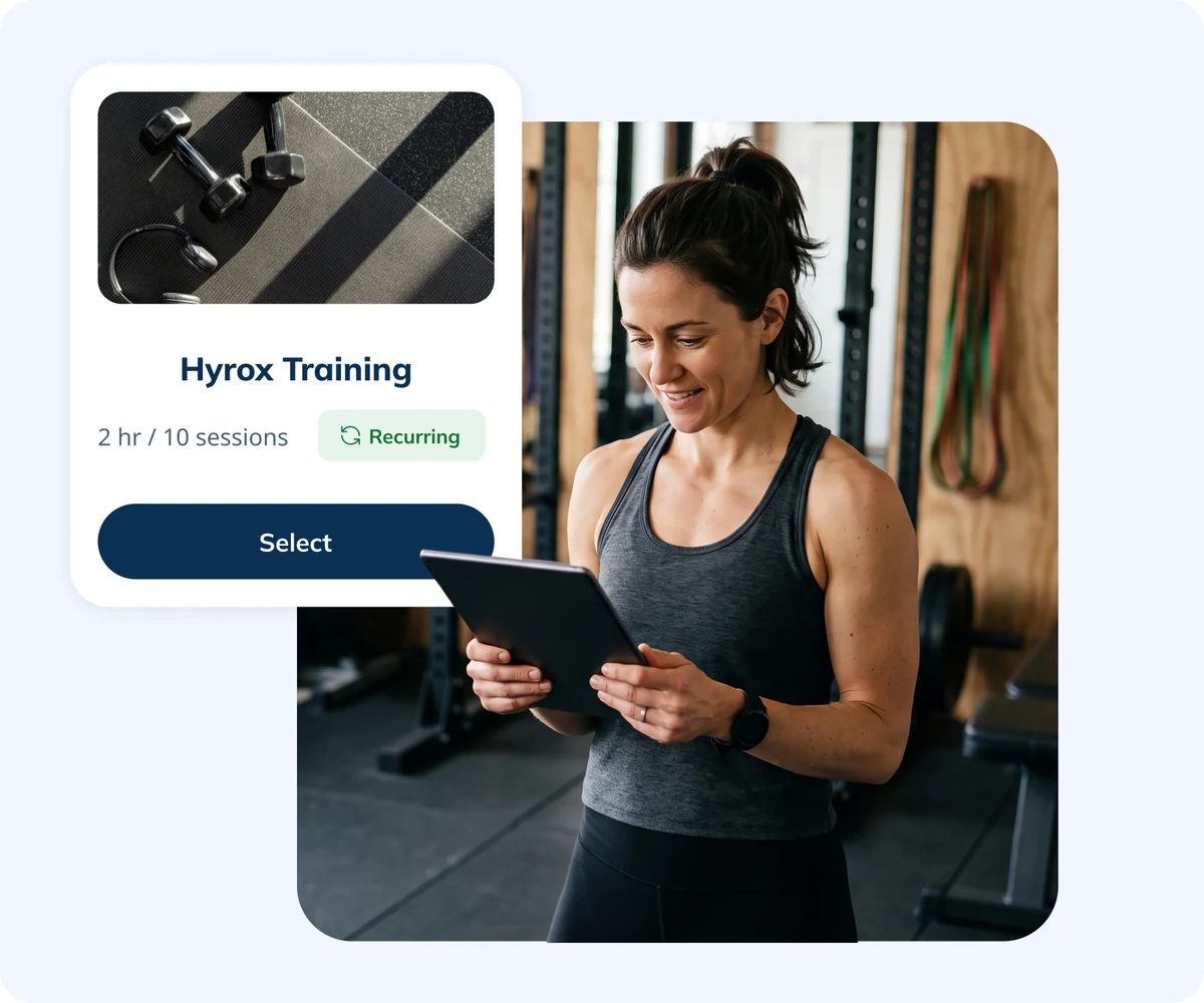En tilbagevendende ugentlig tidsplan for fitnesshold i SimplyBook.me