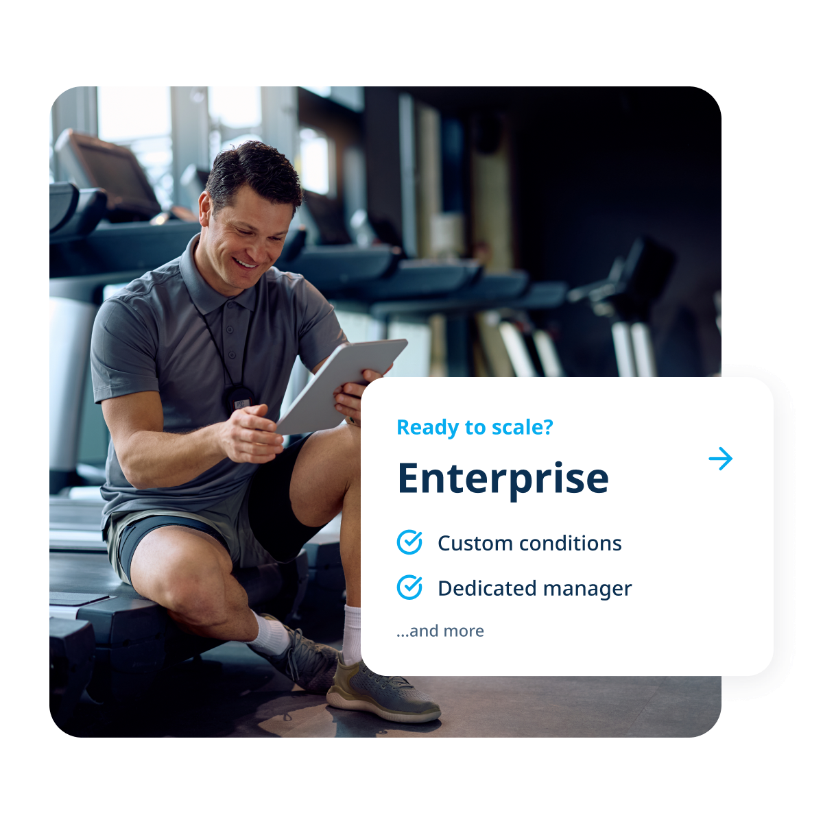 O cartão do plano Enterprise mostrando condições personalizadas e um gerente dedicado