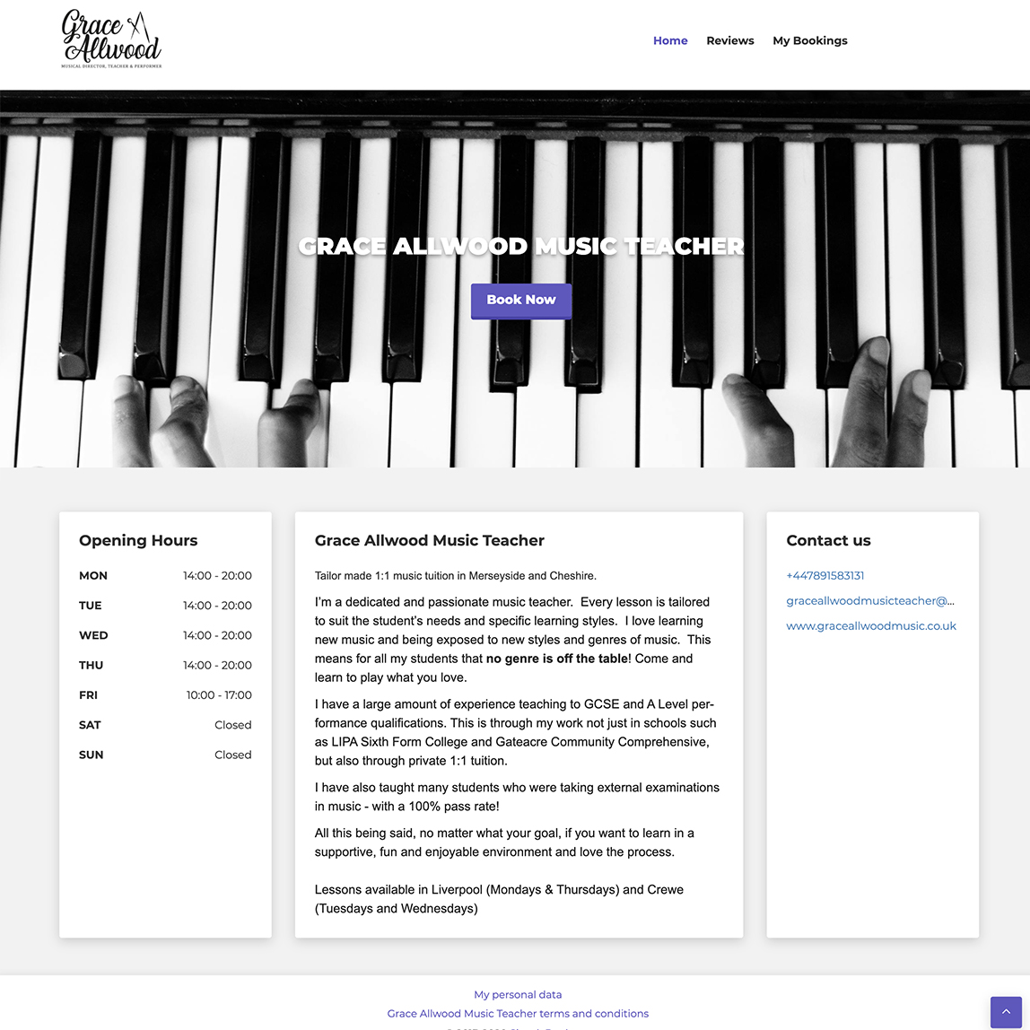 our client's booking page