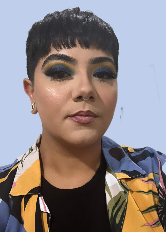 Bold blue glam with full drama & flawless blending