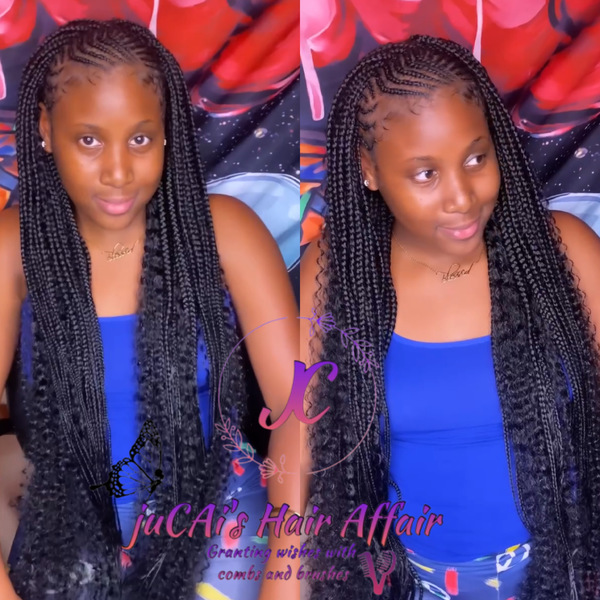 Fulani Braids with curly extensions 