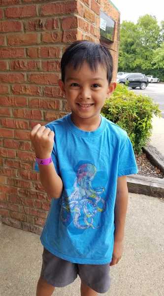 So proud to pass the swim test at the Y after swim lessons!